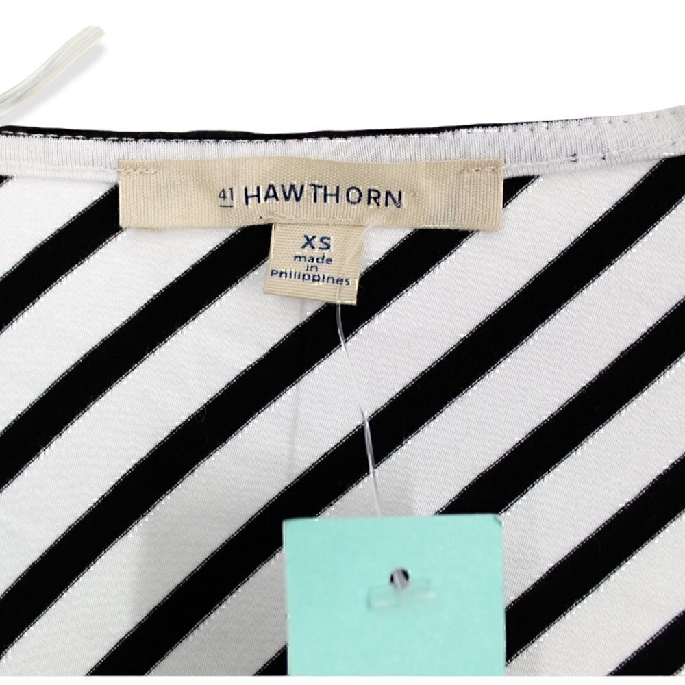 41 Hawthorne Striped Braedy Cross Front Top XS Black White - Picture 2 of 6